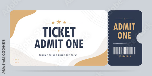 Εκτύπωση καμβά Luxury Event Ticket Template Vector Illustration, Admit One Vintage Cinema Conce