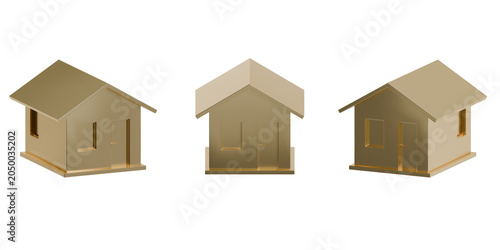 3D Home house object high-resolution High-quality rendering PNG gold
