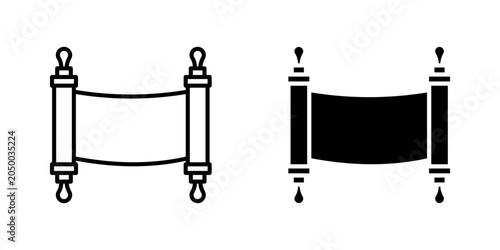 Scroll Torah Icon set. Symbol isolated white background. vector illustration. color editable.