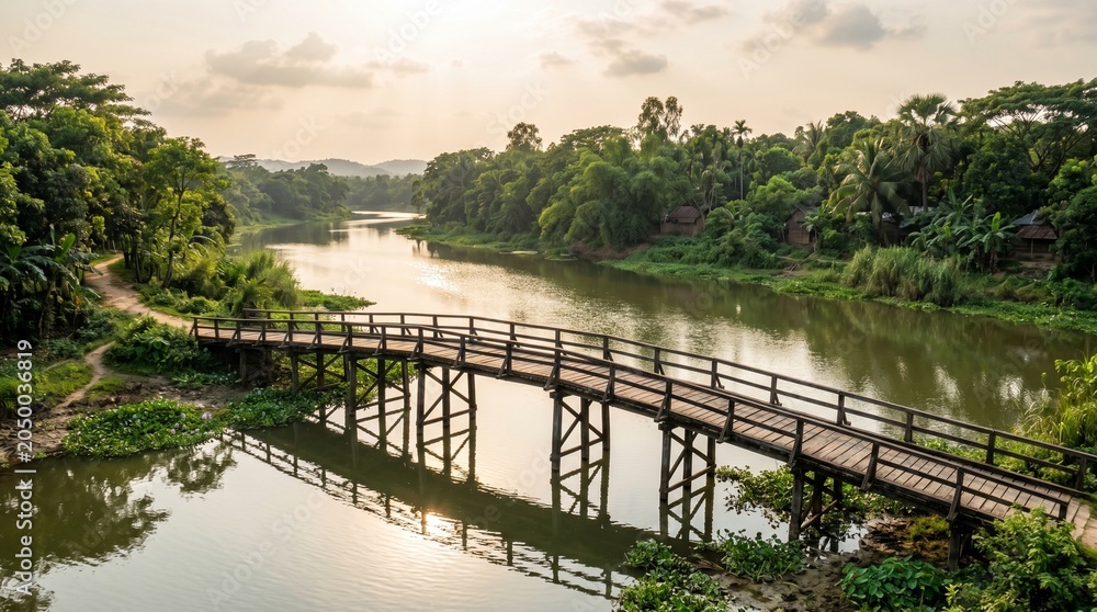 Fototapeta premium bridge over river in the park