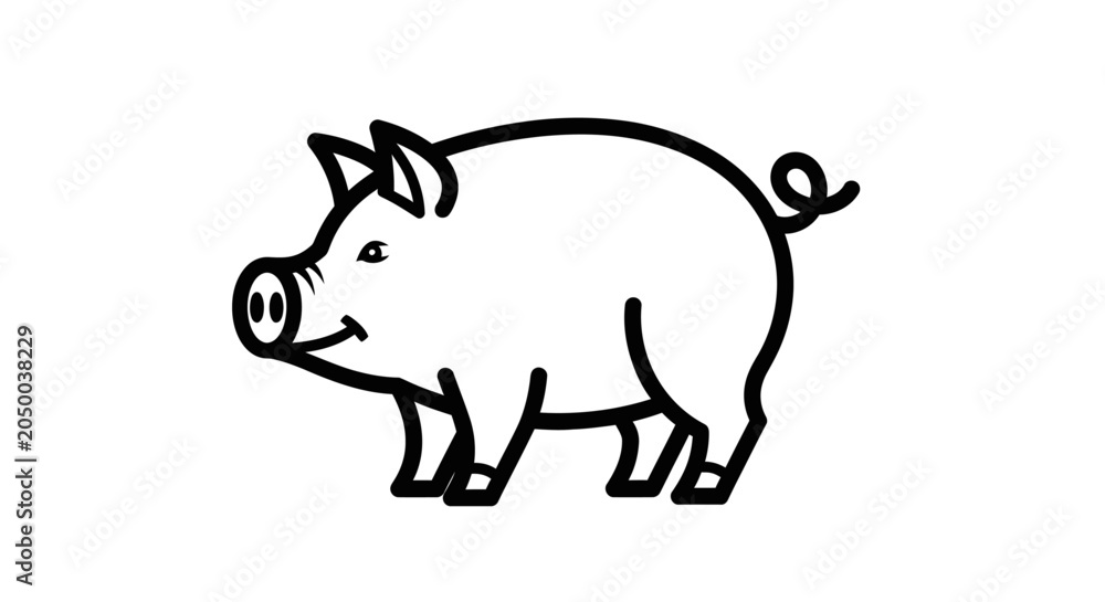 Obraz premium Cute Little Piglet Standing on Green Grass at the Farm