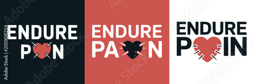 Foto Minimalist heart typography design featuring the emotive phrase endure pain text