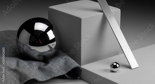Still life with reflective metal balls.