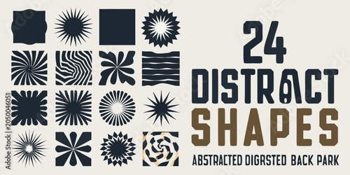 Quadro su tela Collection of twenty four distorted geometric shapes vector illustration with be
