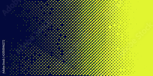 Halftone dot pattern transitioning from dark blue to bright yellow
