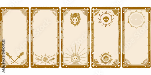 Foto Set Of Seven Beige Tarot Card Templates With Ornamental Frames