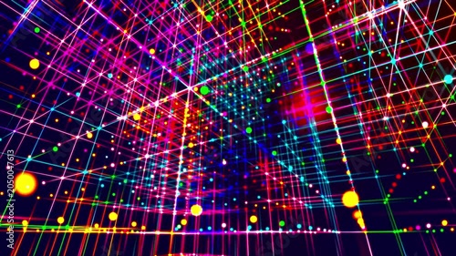 Colorful Abstract VJ Loops Tunnel with Glowing Neon Light Lines for Futuristic Stage Screen Background, Ultra HD 4k