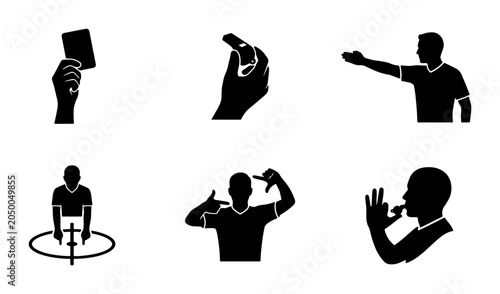 Quadro su tela Soccer Referee Icons: Yellow Card, Red Card, Whistle, Hand Signals, Fouls, Game