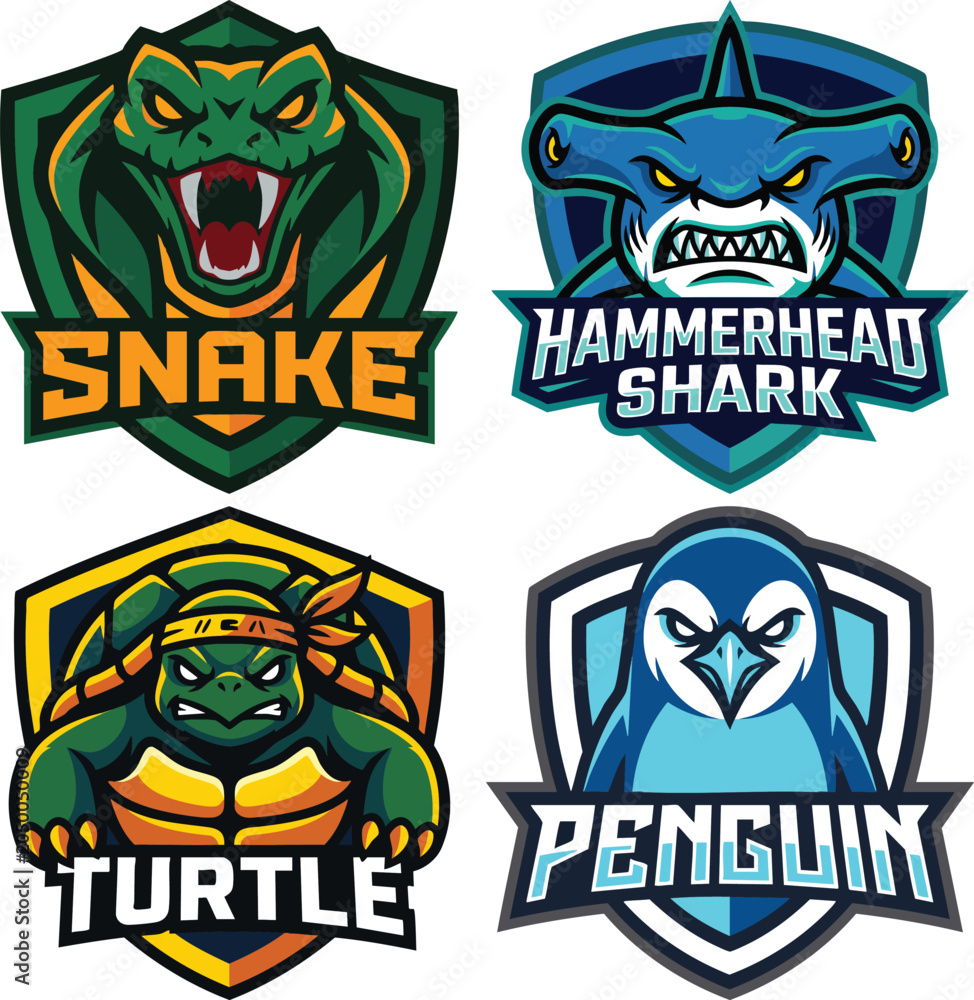 Fototapeta premium Animal logos with shields