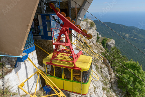 Quadro em tela Closeup view of cableway upper station on Ai-Petri mountain, Crimea