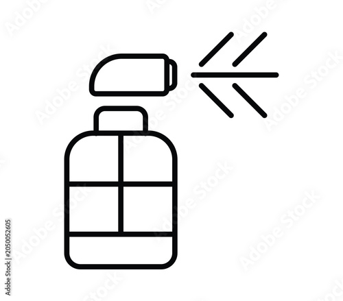 Spray Bottle Icon for Cleaning or Sanitizer Container, Simple Line Art Design
