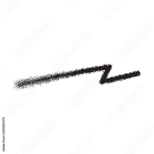 Black vector lightning bolt icon. Hand drawn graffiti style zipper symbol with spray paint effect and aerosol painting texture — lightning strike sign