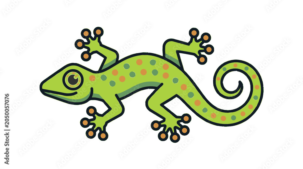 Fototapeta premium Gecko flat vector illustration cute cartoon icon design