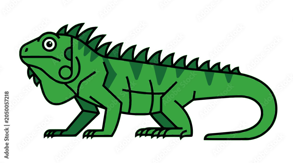 Fototapeta premium Iguana flat vector illustration cute cartoon icon design