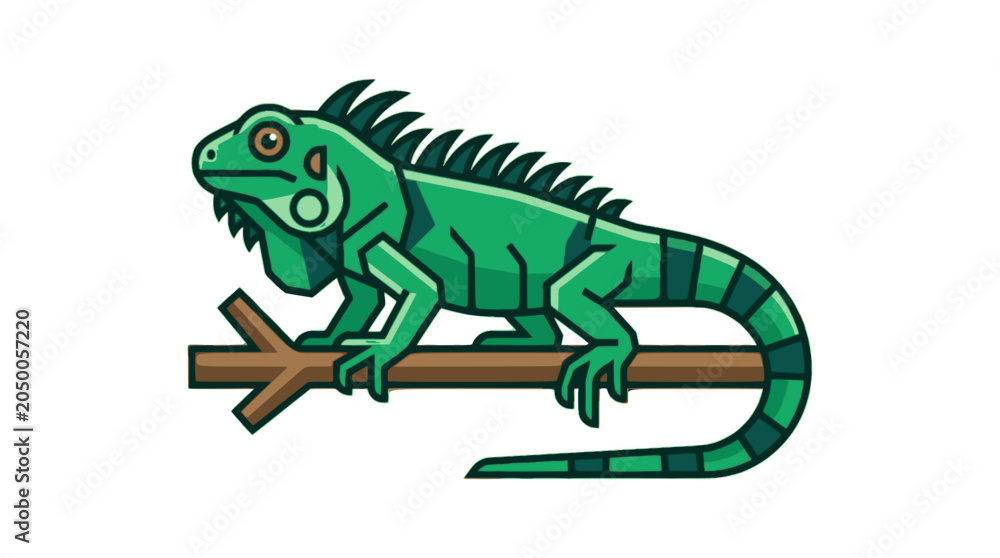 Fototapeta premium Iguana flat vector illustration cute cartoon icon design