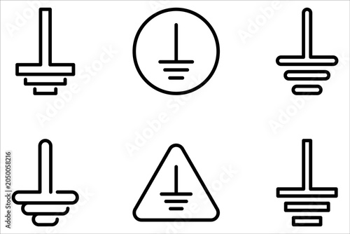 Quadro su tela Electrical earth Icon set, earth symbol sign on white background