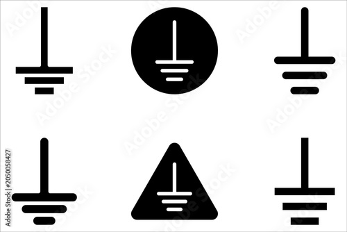 Obraz na płótnie Electrical earth Icon set, earth symbol sign on white background