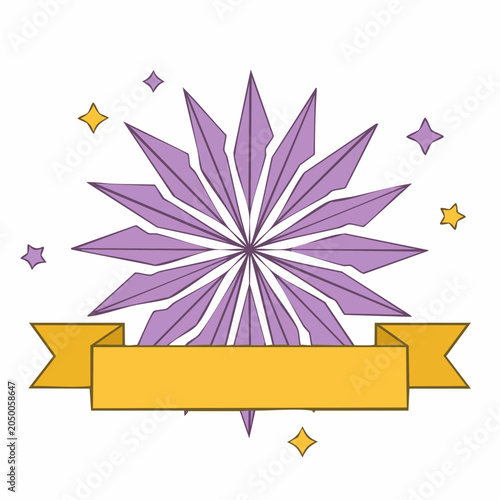 Purple Starburst with Yellow Ribbon and Stars