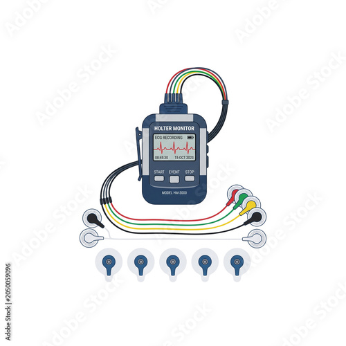 Holter Monitor Device Transparent PNG, Portable ECG Monitoring Equipment for Continuous Heart Activity Recording