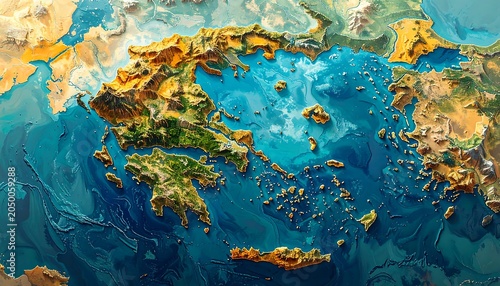 Greece relief map.