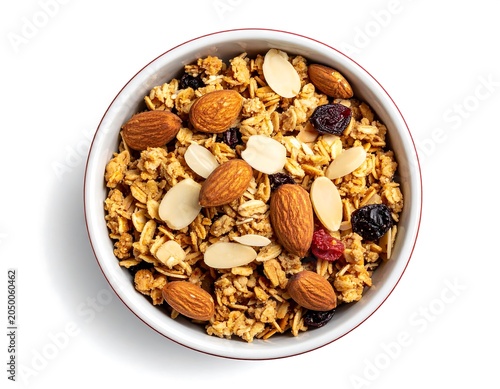 Granola bowl isolated.