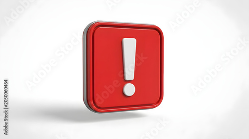 Red square icon with exclamation mark on white background