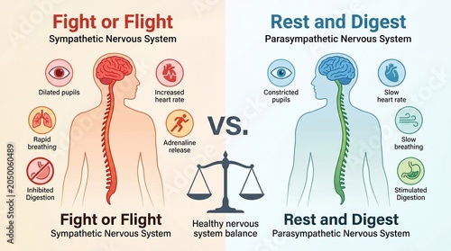 Comparison of sympathetic and parasympathetic nervous system functions