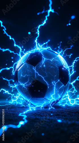  Football and World Cup Concept soccer ball hitting goal net in stadium lights