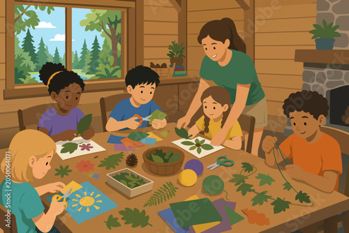Summer Camp Craft Table Scene