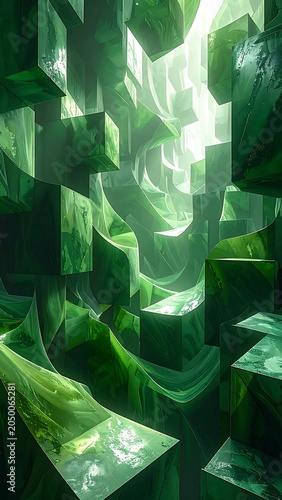Green Abstract Cubes.
