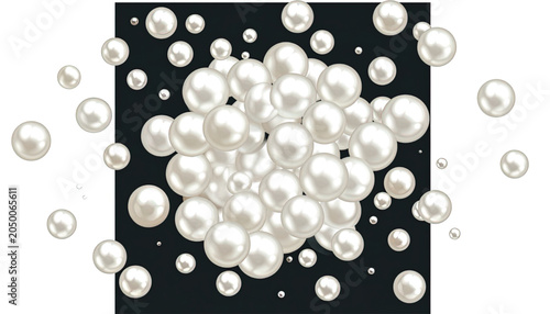 Pearls on black background shining bright.