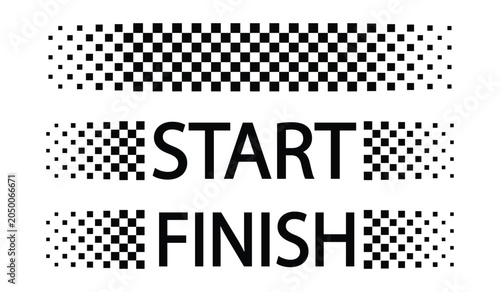 Race checker flag with start and finish racing stripes, formula 1 rally motorsport sign, checkered background vector illustration