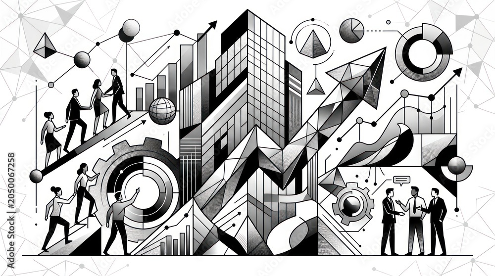 Obraz premium Business people analyze financial data charts.