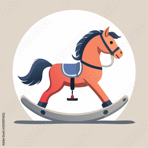 Flat design illustration of a classic rocking horse