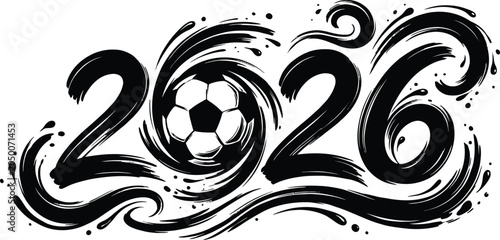 Obraz na plátně 2026 year graphic with soccer ball design