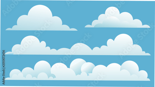 Tableau sur toile Cumulus Clouds Illustration With A Light Blue Background A Set Of Fluffy White S