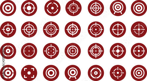 Foto Crosshair Target Reticle Sight Icon Set Collection Group, Black Flat Style Vecto