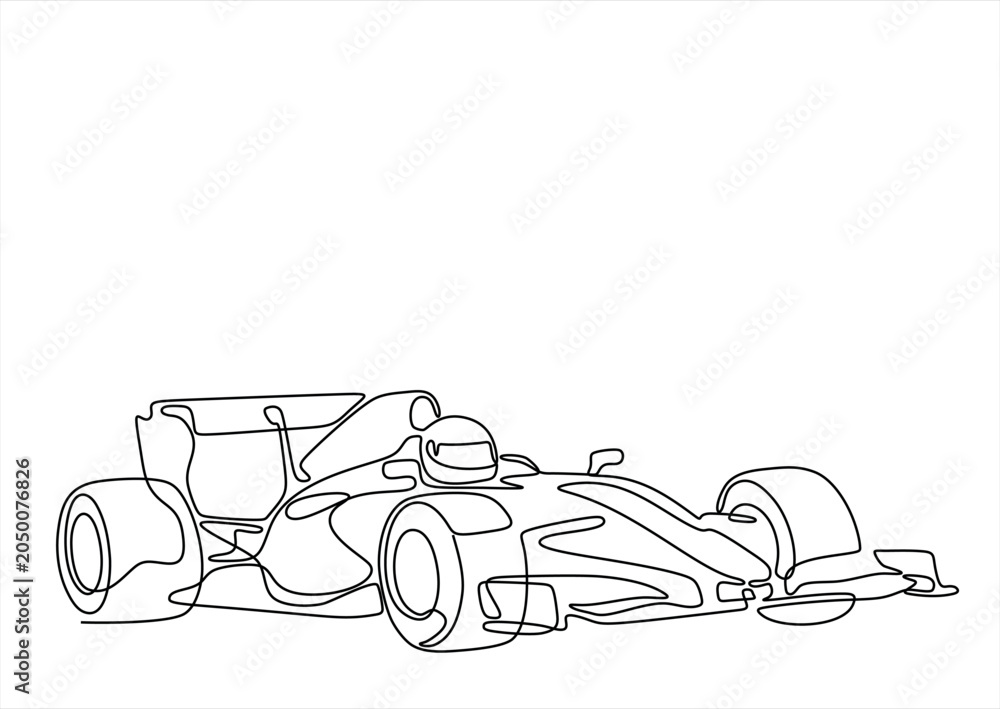 Obraz premium formula racing car fast sport line art. one line Art icon drawing vector