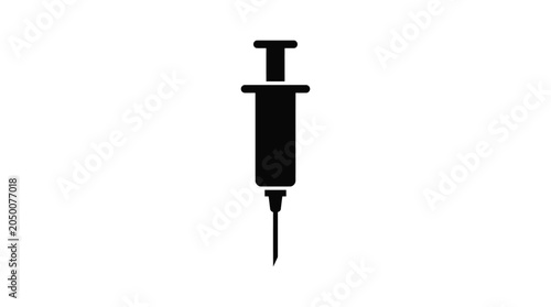 Fotografía Syringe Silhouette On White Background Medical Instrument Icon