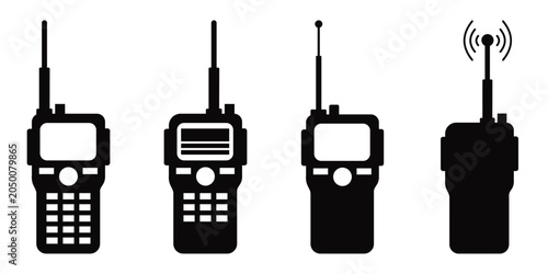 Schilderij op canvas Walkie Talkie Radio Icon Set Vector, Two Way Wireless Communication Devices with