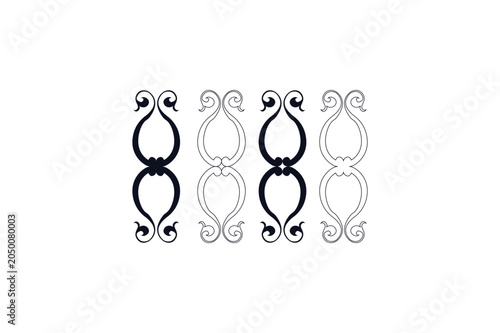 Wonderful ornament silhouette black color image with white color background.