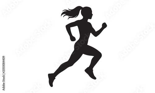 Female runner silhouette in motion