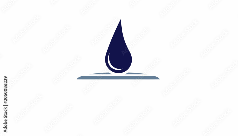 Fototapeta premium Minimalist blue water drop logo design icon.