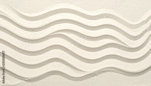 Vertical wavy raked patterns in light sand texture.