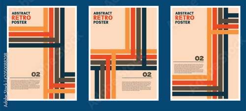Mid century modern retro poster templates with abstract shapes