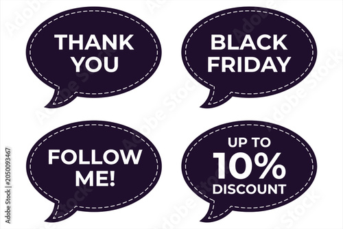 Obraz na płótnie Black Friday sale speech bubbles with thank you and discount offer on white back