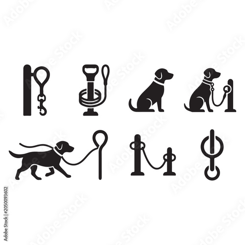 Pet Leash Icon for Dog Walking and Pet Control