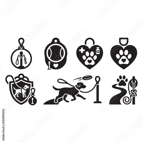 Pet Love Icon with Heart and Animal Paw