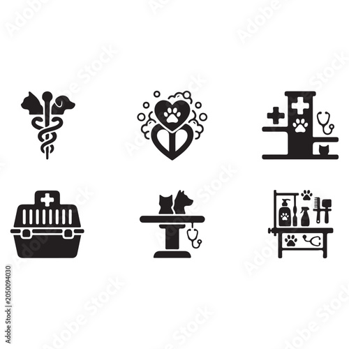 Veterinary Icon Vector Illustration for Animal Healthcare, Pet Clinic and Medical Treatment Services