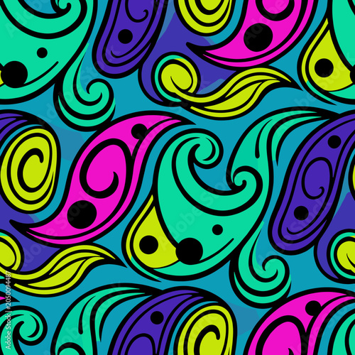 Obraz na płótnie Maximalist colorful paisley seamless pattern vector illustration